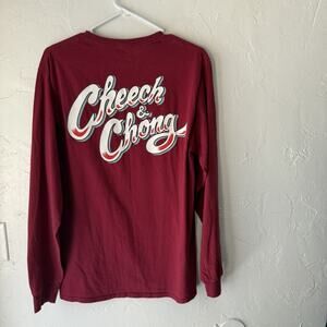 Cheech & Chong Shirt Mens Medium Red Long Sleeve Buds Comedy Graphic Stoner Tee